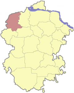 Ядринский район на карте Чувашии (отмечен цветом)