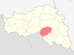Волоконовский район на карте Белгородской области (отмечен красным)