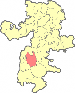 Нагайбакский район на карте Челябинской области (отмечен цветом)