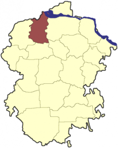 Моргаушский район на карте Чувашии (отмечен цветом)