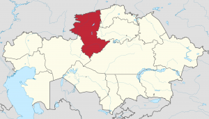 Костанайская область на карте Казахстана (отмечена красным)