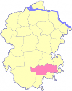 Батыревский район на карте Чувашии (отмечен цветом)