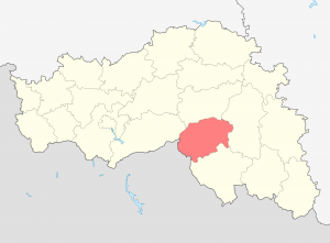 Волоконовский район на карте Белгородской области (отмечен красным)