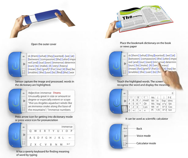 дизайн-концепт гаджета «Bookmark Dictionary»