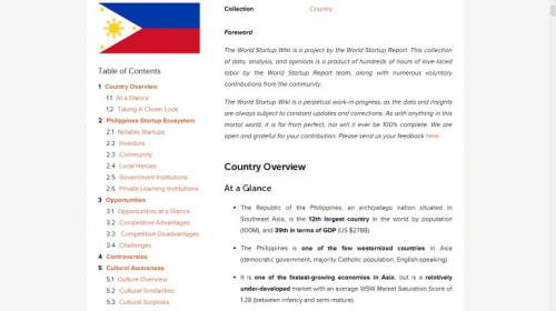 Статья о Филиппинах на World Startup Wiki