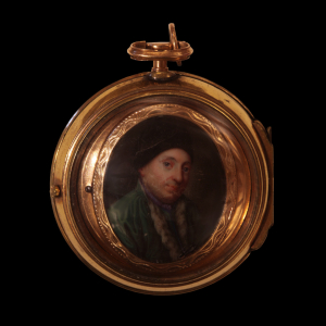 Карманные часы Фортунато Бартоломео де Феличе с портретом владельца. Выставлены в Историческом музее Ивердона