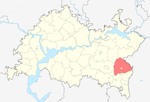 Расположение Азнакаевского района на карте Татарстана