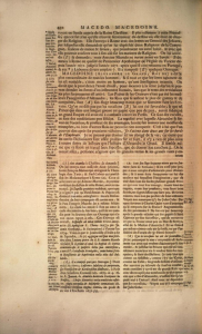 Пример страницы с примечаниями во втором томе «Исторического и критического словаря» (Dictionnaire historique et critique) Пьера Бейля (Pierre Bayle). 1697