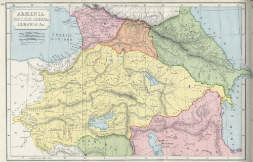 Карта «Армения, Колхида, Иберия, Албания» из «Атласа античной и классической географии» С. Батлера (1907 г.)