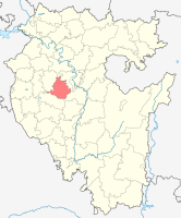 Расположение Чишминского района на карте Башкортостана (отмечено цветом)