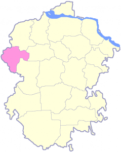 Красночетайский район на карте Чувашской Республики (отмечен цветом)