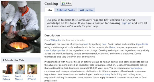 Пример Community Pages в Facebook