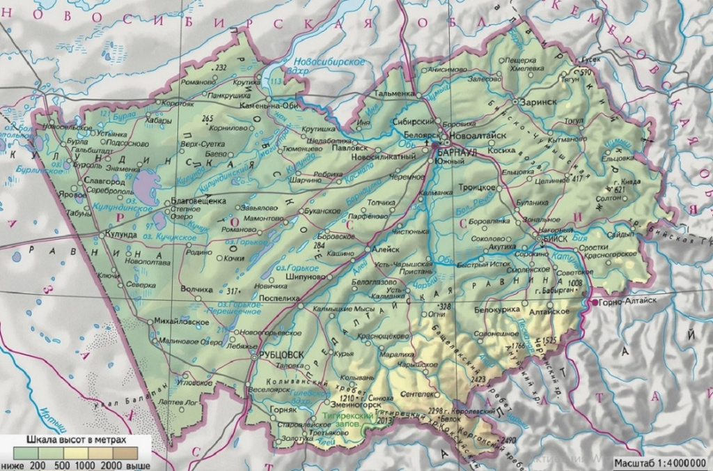 Карта рек Алтайского края