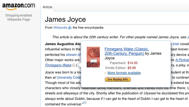 Shopping-Enabled Wikipedia Page