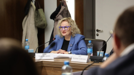 Елена Титова на круглом столе с международным участием «Право, бионейроконституционализм и права человека в эпоху генетической информации и бионейротехнологий» (5 декабря 2025 года). Фото: Варвара Фролкина/пресс-служба НГУ