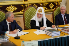 Патриарх Кирилл выступает на 34-м заседании советов по изданию «Православной энциклопедии» (31 марта 2026 года). Фото: пресс-служба Патриарха Московского и всея Руси