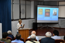 Галина Хейчиева на презентации энциклопедии «Калмыкия» (22 мая 2026 года). Фото: НБ РК им. А. М. Амур-Санана
